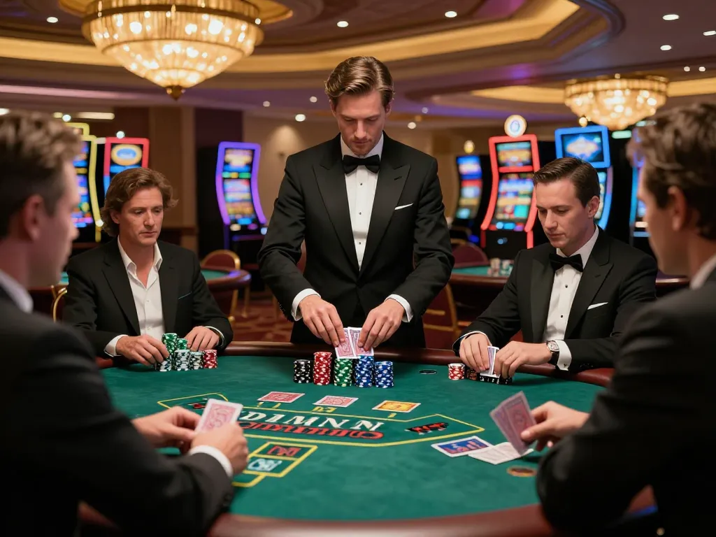 Watch players strive for victory at the blackjack table in luxury, where strategies unfold in samsonbet86 gambling excitement.