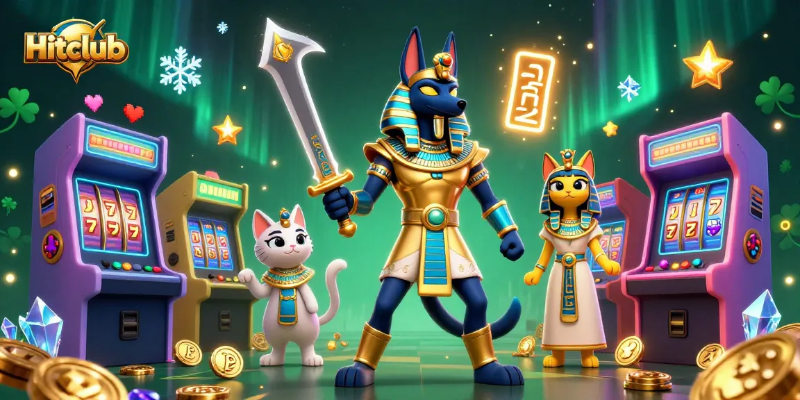 Hitclub players enjoy a vibrant gaming atmosphere with ancient Egyptian characters and rich casino elements.