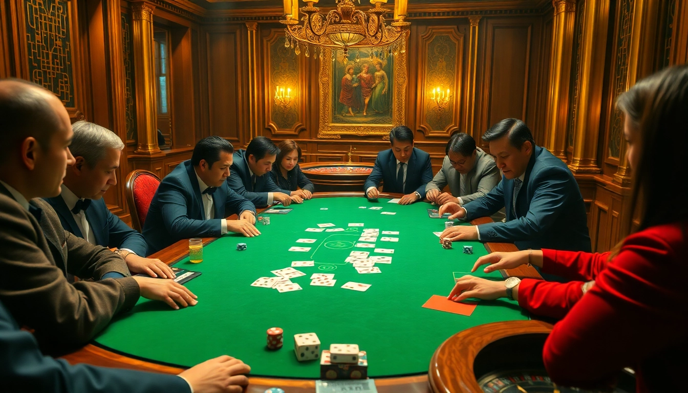 Kể truyện ma setting at an upscale casino table, players engaged in a tense card game.