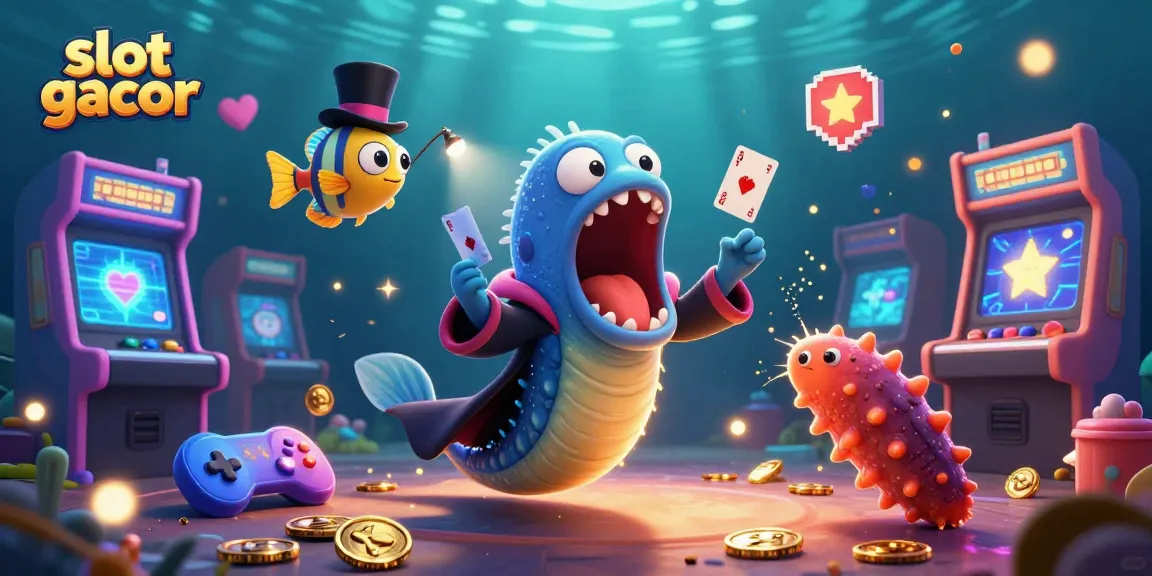 Slot gacor menghadirkan ilustrasi kreativitas dengan ikan gulper dan lampu angler di kasino bawah laut.