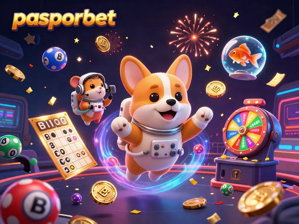 Temukan keseruan di pasporbet dengan astronaut anjing corgi dan elemen permainan kasino.