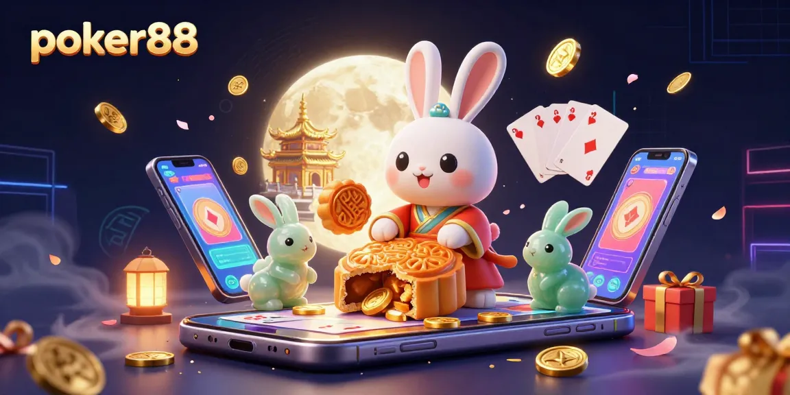 Poker88 menghadirkan suasana menarik dengan karakter di bulan yang memukau dan permainan poker yang menggugah semangat.