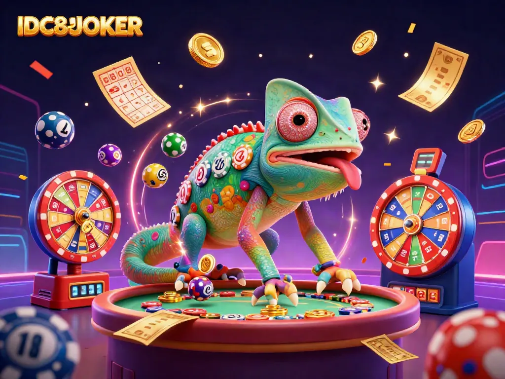 Experience thrilling gameplay action at IDC88JOKER with colorful casino elements and golden coin rewards.