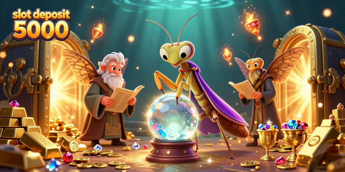 Win big with slot deposit 5000, where a praying mantis fortune teller reveals dazzling treasures!
