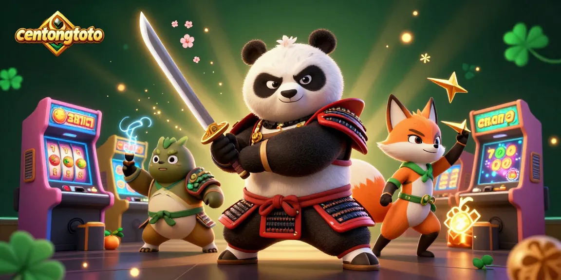 Permainan centongtoto yang seru dengan panda samurai dan rubah ninja mengumpulkan jackpot!
