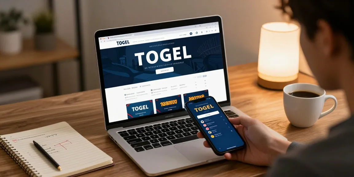 Pengguna situs togel sedang melakukan taruhan online dengan smartphone dan laptop.