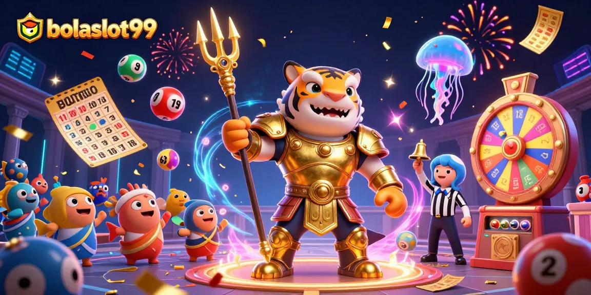 Experience thrilling action with bolaslot99 as a tiger shark dominates an underwater casino arena.