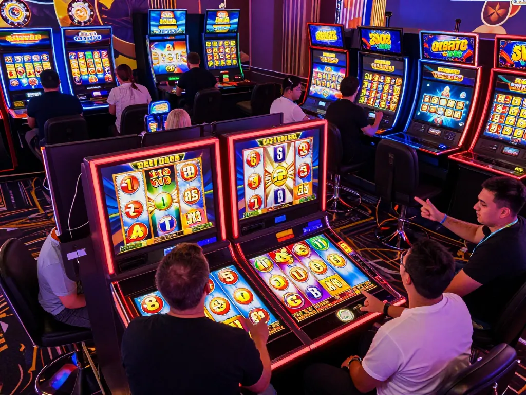 Experience thrill with Slot Gacor gameplay on vibrant online casino slots, dynamic atmosphere.