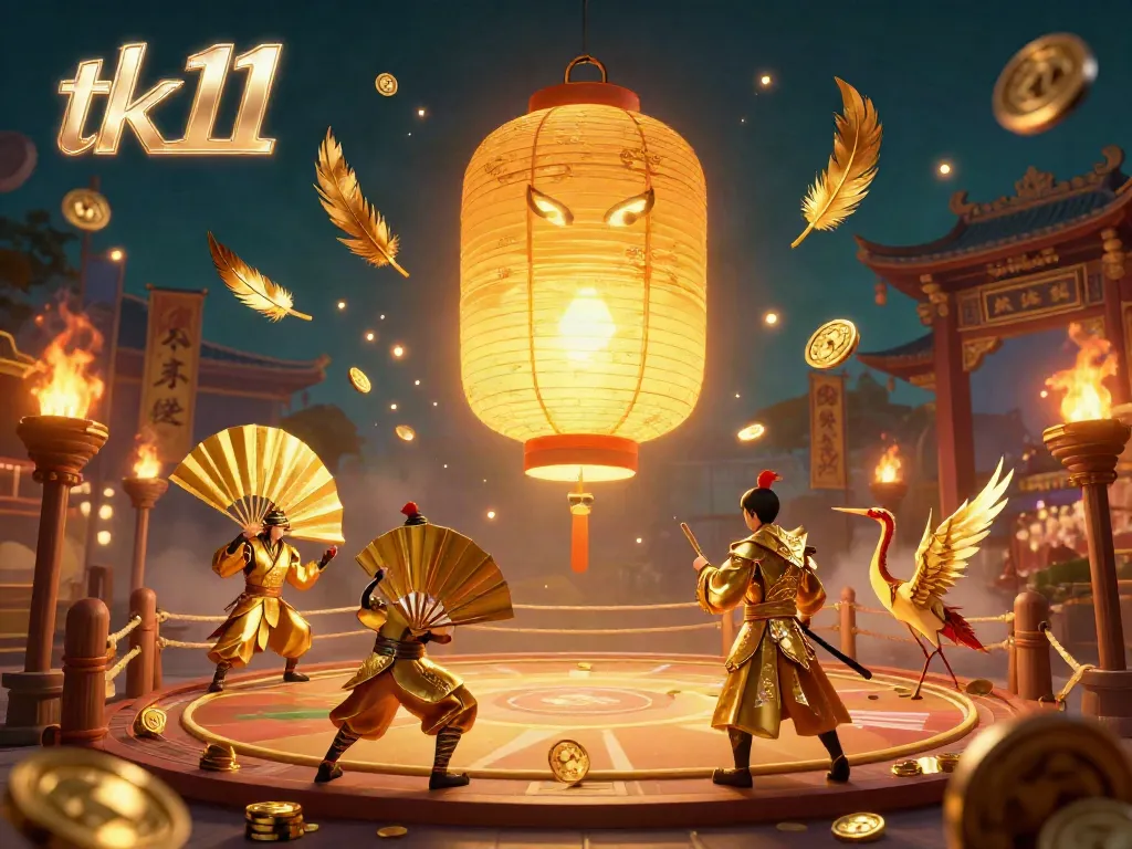 tk11 gaming scene featuring a golden lantern spirit and energetic casino elements.