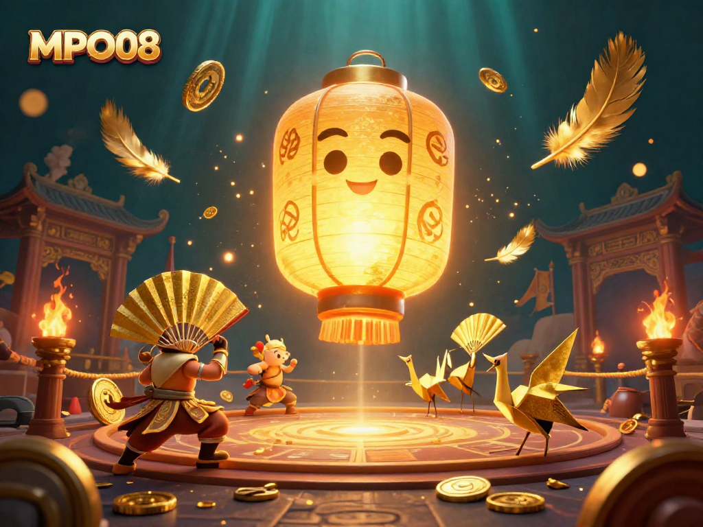 Engage in thrilling gameplay with MPO08 as golden lantern spirits illuminate an interactive casino.