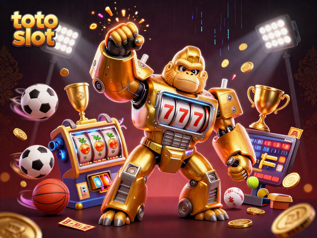 Mengalahkan jackpot dalam toto slot dengan gorila emas robot raksasa dan simbol berkisar keberuntungan