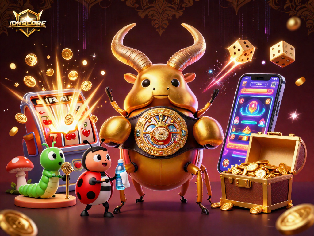 Bet on IDNSCORE and witness an epic showdown between a champion beetle and casino elements!