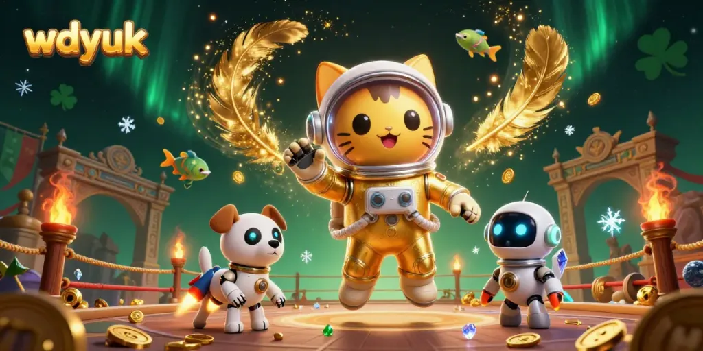 Experience wdyuk in a vibrant casino-themed space adventure with dynamic characters and engaging elements.