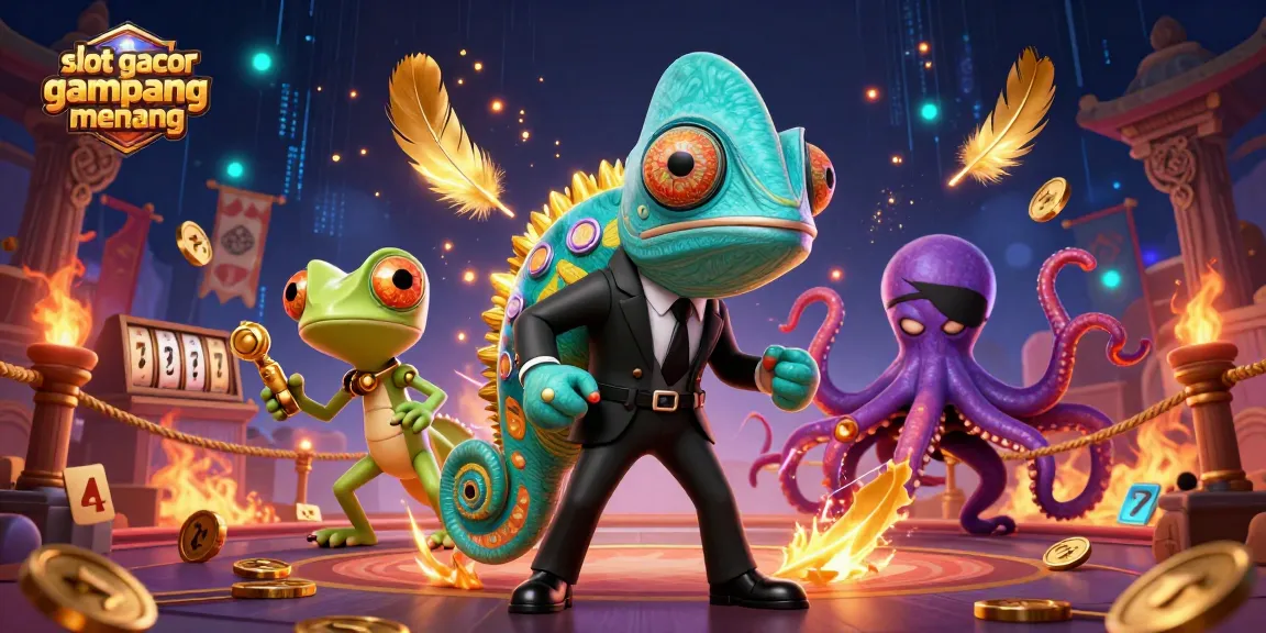 Experience slot gacor gampang menang with vibrant characters and energetic gaming visuals in a dynamic scene.