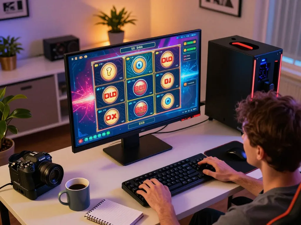 Pemain menikmati slot yang menarik di hwg500, terlibat dalam pengalaman permainan online di rumah.