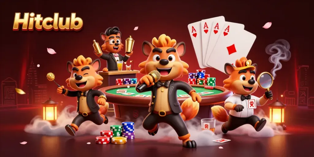 Experience thrills at Hitclub with lively hyena characters and vibrant casino elements.