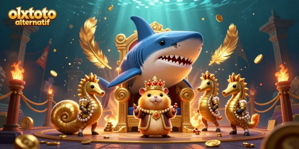 Engage with olxtoto alternatif for enhanced gaming thrills in a lavish underwater casino scene.