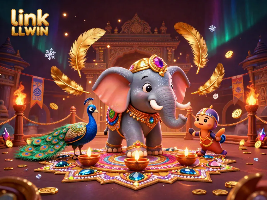 Experience excitement at link LLWIN with vibrant casino-themed characters, golden coins, and dynamic game elements.