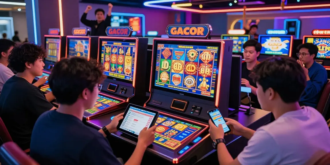 Players engaging in the popular slot gacor game online with a vibrant community atmosphere, showcasing excitement and strategy.