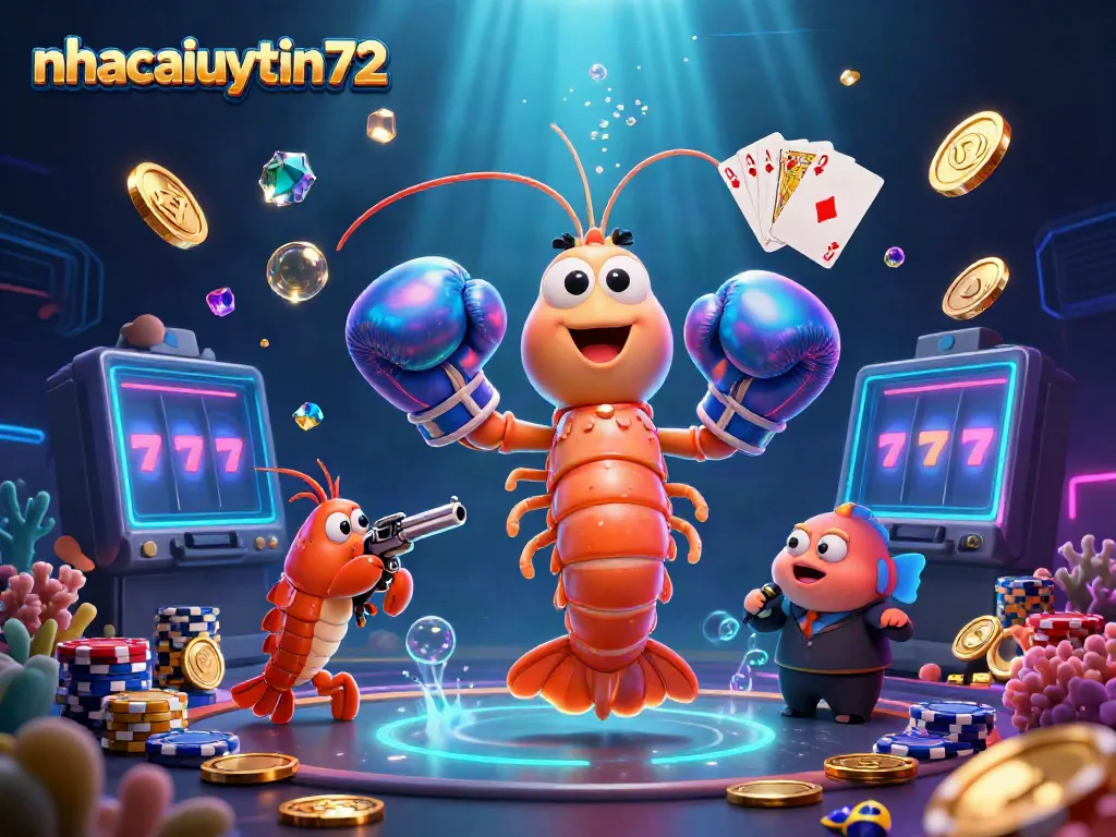 Experience the vibrant gaming world with nhacaiuytin72 as colorful casino elements and characters burst with excitement.