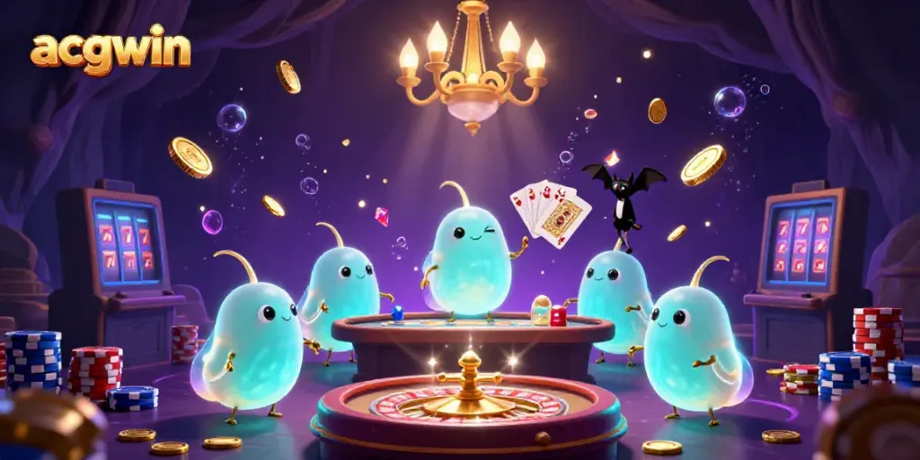 Experience the lively cave casino lit by acgwin glowworms, featuring vibrant games and sparkling gems.